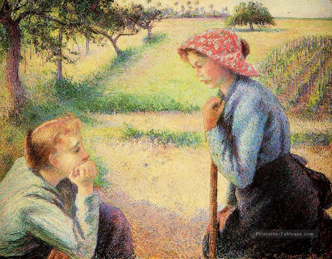 la conversation 1892 Camille Pissarro Peintures à l'huile